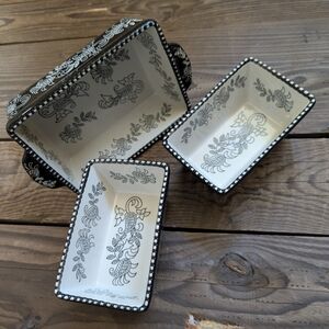 BAUM Black & White Decorative Ceramic Serving Dishes - Set of 3